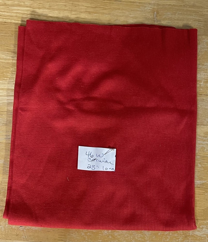 Red Ribbed Knit Fabric Tube 46” Wide X 23” Long – New, VTG but Unused.