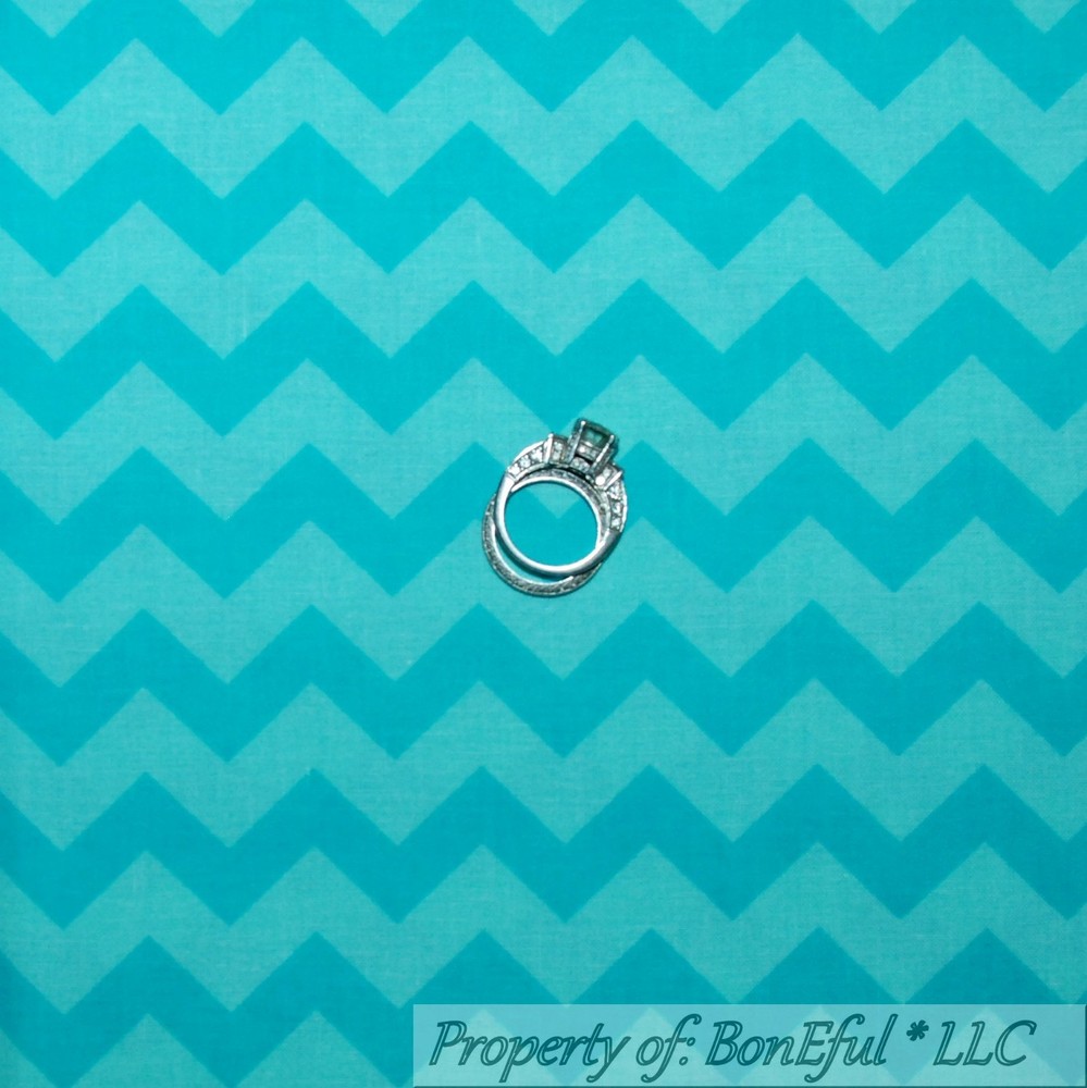 BonEful Fabric FQ Cotton Quilt Aqua Teal Blue Chevron Turqoise USA STRIPE Calico