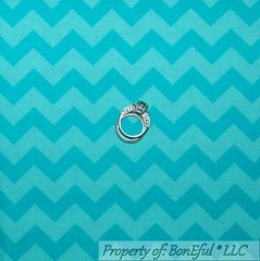 BonEful Fabric FQ Cotton Quilt Aqua Teal Blue Chevron Turqoise USA STRIPE Calico