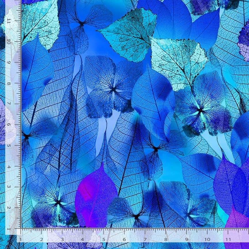 NATURE-CD2821 BLUE PACKED LACY LEAF Timeless Treasure durable cotton Fabric
