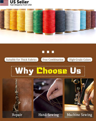 DIUDUS 218 Yards Waxed Thread, Leather Sewing Thread with Heavy Black