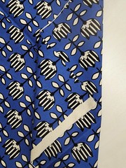 ORIMONO – Scandi Striped b/w Flowers by Sevenberry – Blue ,1/4 yard
