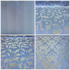 Light Blue/Gold Damask Jacquard Brocade Fabric 118″ By the Yard Many Design