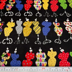 Go Figure by Loralie Harris 2007 Black Cotton Fabric by the Half Yard 18″ x 44″