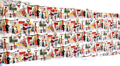 Alexander Henry Merry Main Street Christmas Fabric Remnant 36″ x 11″ Retro OOP