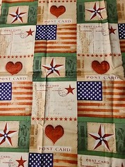 Americana Postcards Fabric By Hancock $7.99 Per 1/2 Yd.