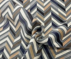 BRENTANO PANDORA SPHINX CHEVRON VELVET GRAY BEIGE UPHOLSTERY FABRIC BY YARD 50″W