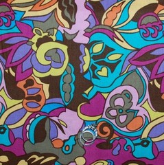 BonEful FABRIC FQ Cotton Quilt Rainbow Flower Retro Pink Orange Purple Sale Mask