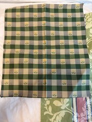 Lot of 3 shades of green print designs fabrics plaid quality floral samples