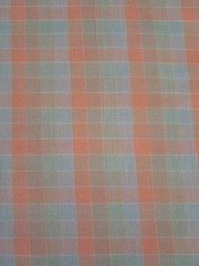 VTG Pastel Crepe Checked Plaid Fabric 44″ X 1-3/4 yds Peach, Mint, Aqua.