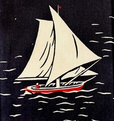 Ralph Lauren Home Decorator Fabric Sample Navy Blue Nautical Sailboat 25″ x 28″