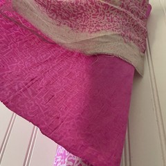 SILK, Pink-White FABRIC 3 Yards x 15 Inches Wide or 108 Inches x 15 Wide