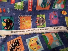 2 Yds x 44″ W – HERE KITTY KITTY Fabric 12765 Cats Fish Meow Novelty Print