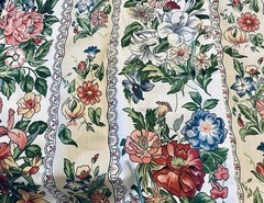 VTG Chintz Polished Cotton Multicolored Florals Ribbon w/ Lace Stripe 16″x21½”