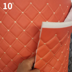 Faux Leather Fabric Car Upholstery Sponge Quilted Embroidered Thick Waterproof