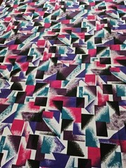 VTG HTF Burlington Studios Prints Abstract Print Poly Fabric 2 Yards 15″ X 65″W