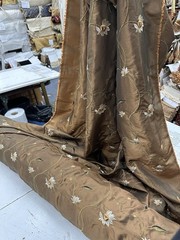 FAUX SILK FLOWERS EMBROIDERED~DRAPERY UPHOLSTERY Sold By The Yard