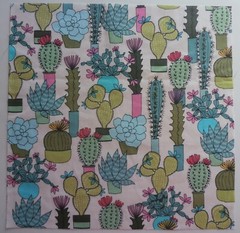 Fabric Cotton Pic B -Cactus Flowers- 1 Piece 10 3/8″ L x 10 1/2″ W Quilt Sewing