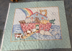 Vtg Rare Noah’s Ark Princess Fabrics Inc. Baby Quilt Quilted Panel #421