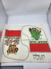 Vintage 1981 Teddy Bear stocking fabric patch press Christmas Sock