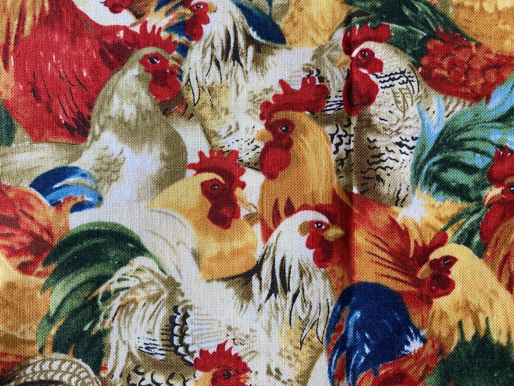 WILMINGTON FABRIC~Anita Phillips~CHICKEN COOP~Roosters~Hens~RED YELLOW GREEN~