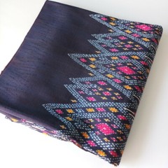Thai Silk100% Natural Dark Blue Hand Woven Cloth High Quality Textile (2 Yards)