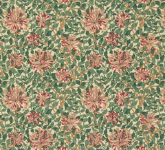 WILLIAM MORRIS CURTAIN FABRIC “Honeysuckle” 5.2 METRES CREAM/WINE 100% COTTON
