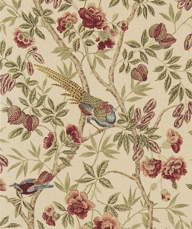 SANDERSON CURTAIN FABRIC DESIGN “Abbeville” 8.4 METRES RUSSET/SAND LINEN BLEND