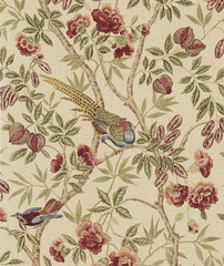 SANDERSON CURTAIN FABRIC DESIGN “Abbeville” 8.4 METRES RUSSET/SAND LINEN BLEND