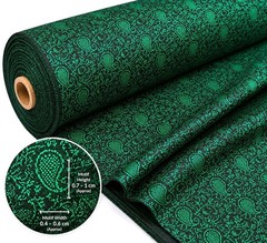 Bottle Green Paisley Jacquard Brocade Fabric Polyester Satin Weave by the yard
