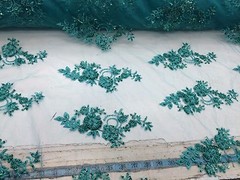 Elegant Jade Green Hand Beaded Mesh Lace.Wedding/Bridal Fabric.36x50inches.