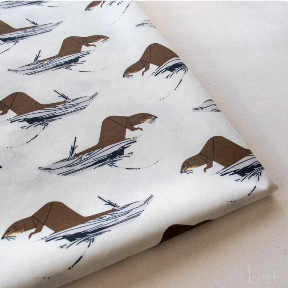 Charley Harper•Coastal Vol 2•Tree Otter, Otters Fabric!Organic Cotton•BTY