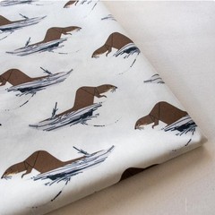Charley Harper•Coastal Vol 2•Tree Otter, Otters Fabric!Organic Cotton•BTY
