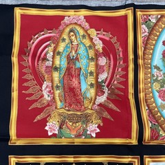 Metallic Our Lady of Guadalupe 100% COTTON fabric panel 24 x 44 Inner Faith