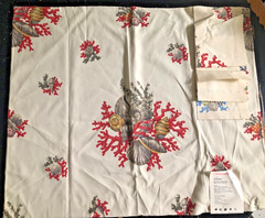 SCALAMANDRE Neptune’s Treasure in Coral Green on Cream 23 3/4 x 28 1/4 Sample