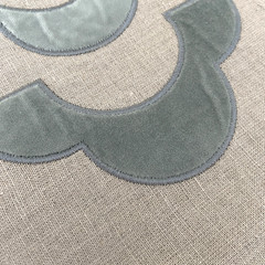 Lee Jofa Tremoille Linen Fabric Remnant in Grayish Blue 2.33 Yards Raised Velvet