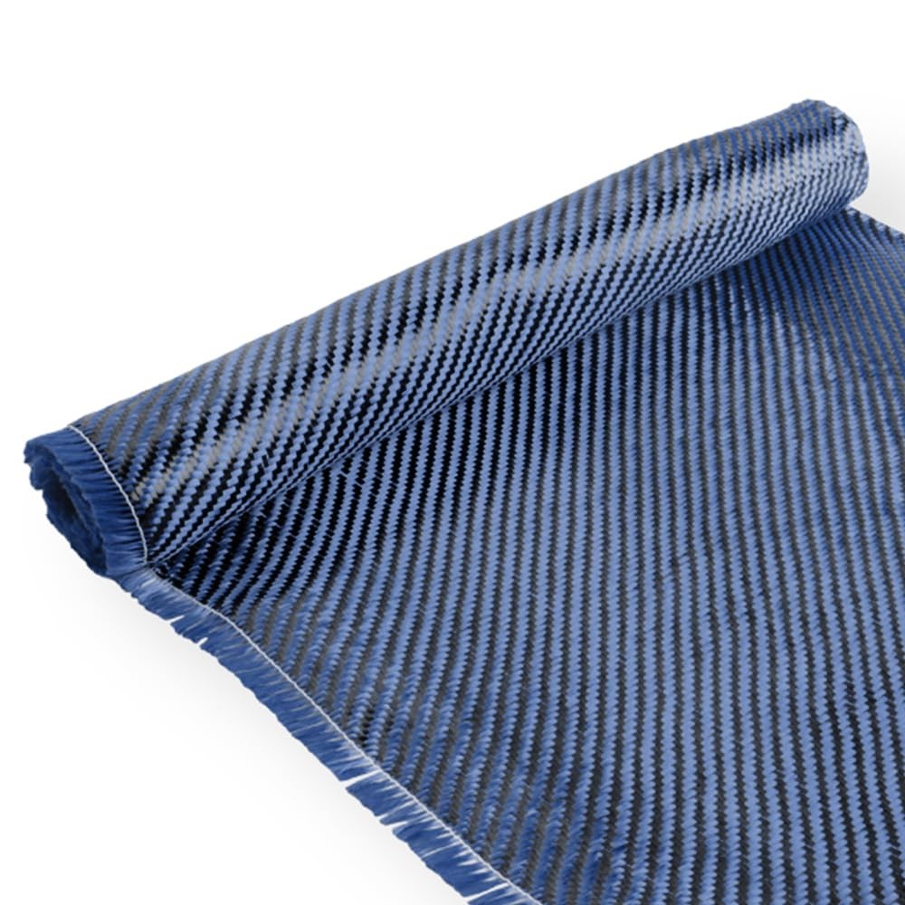 Blue Carbon Fiber Cloth Roll 2×2 Twill Weave 3K/220g Repair 4.9 FT x 12 Inch