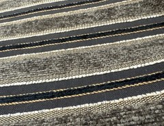 Dark Moody Brown Black Gold Tan Stripe Chenille Upholstery Fabric BTY B