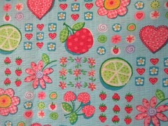 FLOWERS AND FRUITS GIRLY Allover BLUE Cotton CRINKLED Fabrics SBTY x 44″