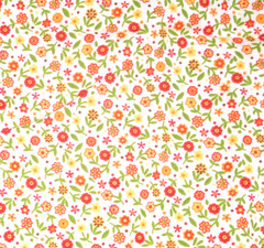 sunny orange & yellow Flowered Calico cotton Fabric 2/3’s yd. x 44
