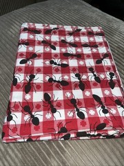 Large Ants RED GINGHAM Picnic Plaid Checks Cotton Vintage Fabric 3.1 yards x44”