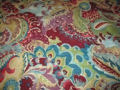 5 yards Richloom “TEAK” Paisley Floral Maroon Slub Duck Upholstery Fabric NEW