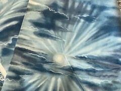 By 1/2 Yd “Nature’s Elements” Clouds Sky Rays Blue White Cotton Fabric Hoffman