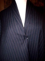 40″X60″ DESIGNER ITALIAN DK GREY COGNAC STRIPE WOOL SUIT WGT FABRIC