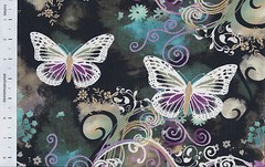 Butterflies Filigree Flutter Purple Swirls Flowers MM Fabric By the FQ – 1/4 YD