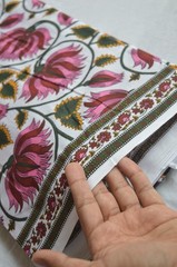 NO TARRIF CHARGES 100% ✅ Floral Hand Print 100%Cotton 4 Yard Fabric ZK-12*