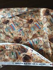 Fabri-Quilt cotton fabric “Doom Of The Sea” Ships Mariners Stars 44″ L