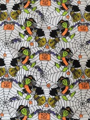 VTG 90s Halloween Sue Dreamer Fabric Country Trick Treat Witches 1-7/8 Yd X 44