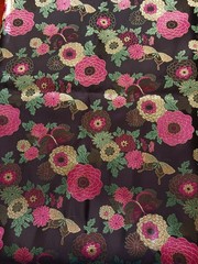 Black Floral Peony Brocade Colorful Metallic Remnant 1 yard 36″x47″