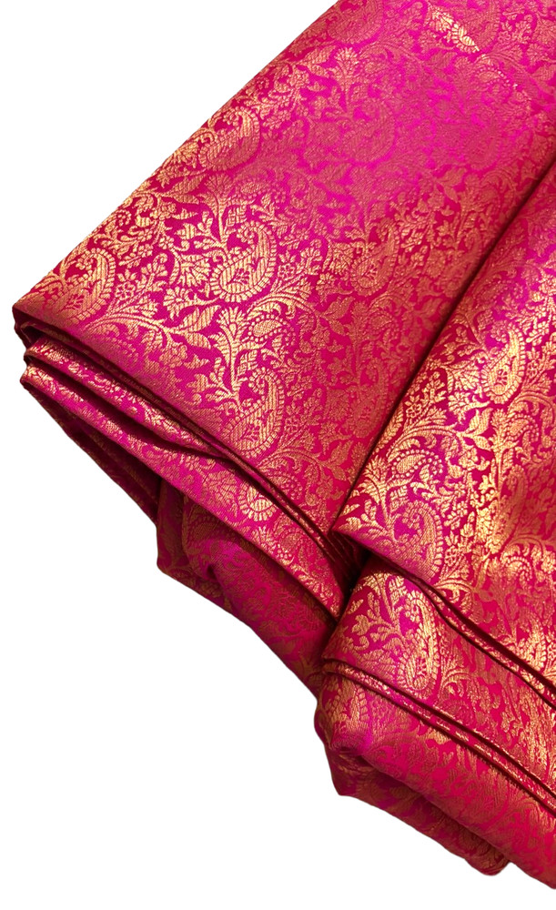 Ethnic Fabric Pink Dress Material Sewing Brocade Silk Decor 2Y Indian Fabric 42″